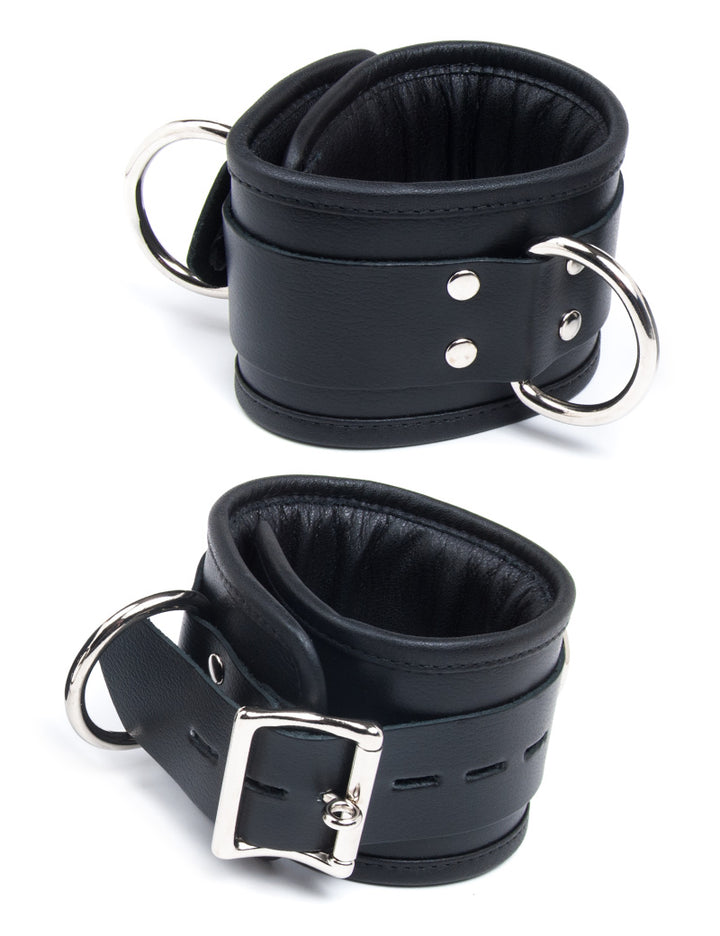Padded Leather Ankle Cuffs Set